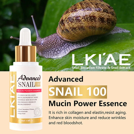 Advanced Snail Mucin Power Essence, Brightening and Firming Skin Serum, Reduce Wrinkles, Dry Lines, Dark Spots, With Collagen